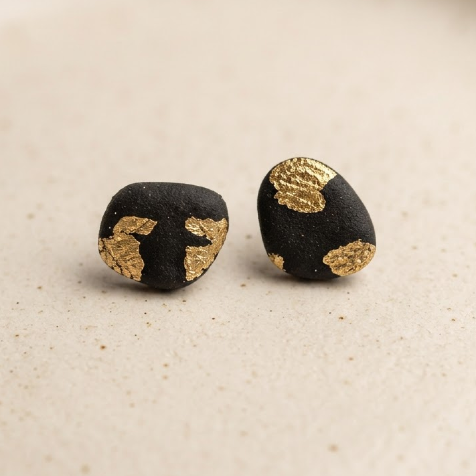 Obsidian Pebble Studs