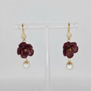 Rose & Pearl Dangle Earrings