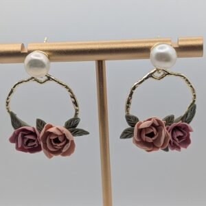 Pearl & Rose Hoop Drops