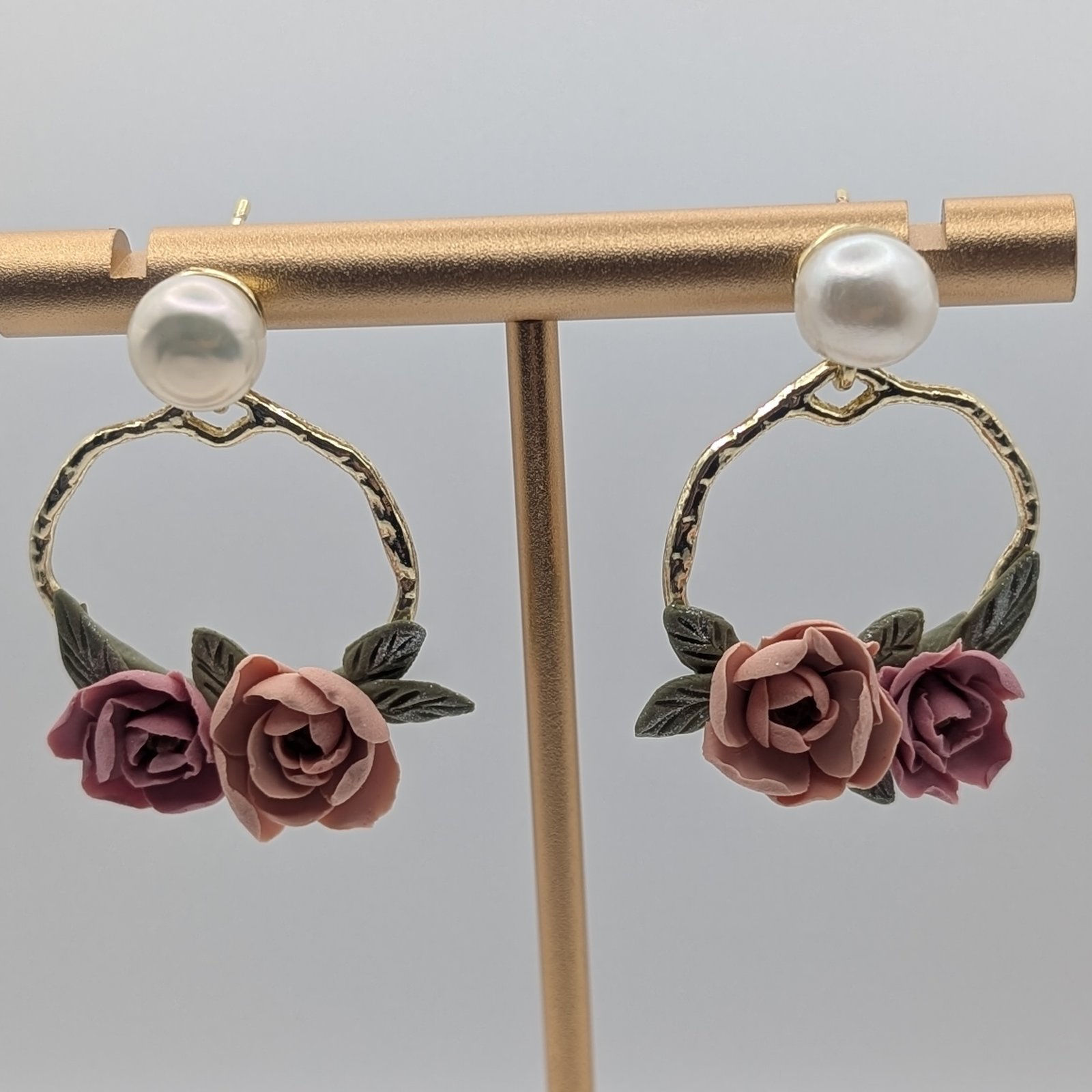Pearl & Rose Hoop Drops