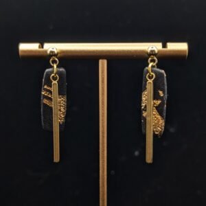 Black & Gold Abstract Drop Earrings