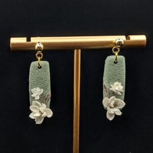Sage Green Floral Drop Earrings